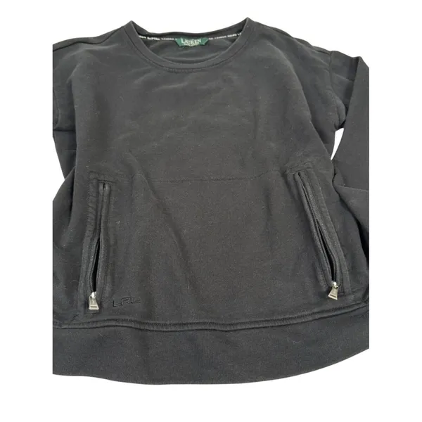 Lauren Ralph Lauren Black‎ Crewneck Sweatshirt Minimalist Pullover M/L - Image 4