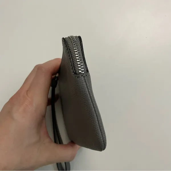 Coach Wristlet Wallet Pouch Corner Zip Credit Card Phone Travel Leather Grey - Image 11