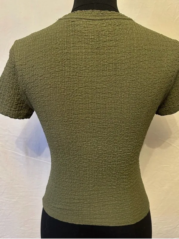 Abercrombie Olive Textured Short-Sleeve Top - Image 4