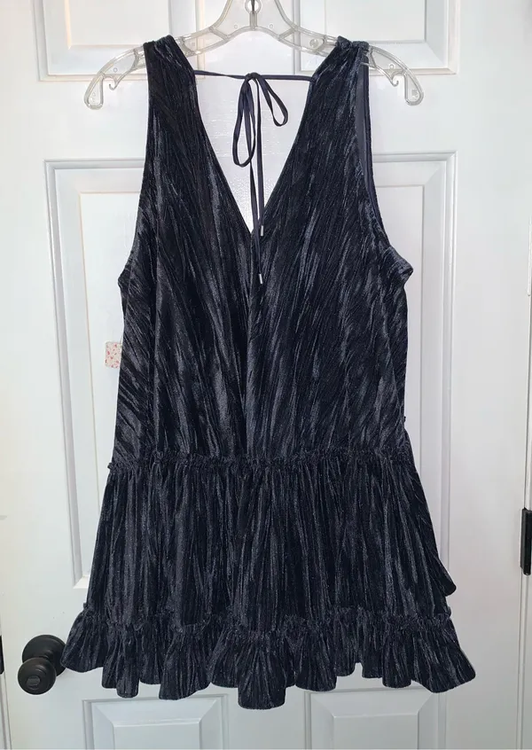 NWT Free People Blue Pleated Plush Swing Dress - Image 4