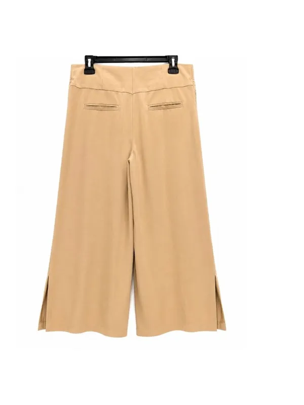 ZARA Trafaluc Collection Women's Wide Leg Culotte Pants in Beige/Tan Size L - Image 4