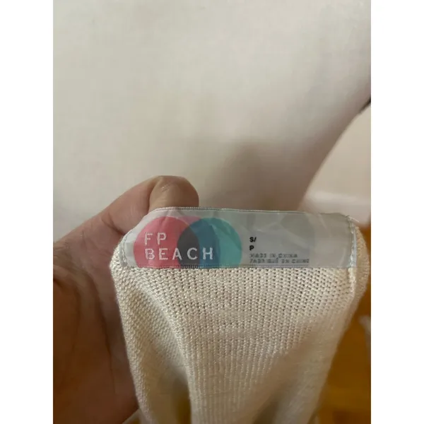 Free People Beach Cream Boxy Loose Coastal Vacation Relaxed Short Sleeve Shirt - Image 2