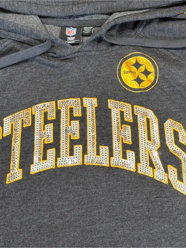 NFL Team Apparel Pittsburgh Steelers Hoodie Women’s XXL Charcoal Gray Logo NEW - Image 5