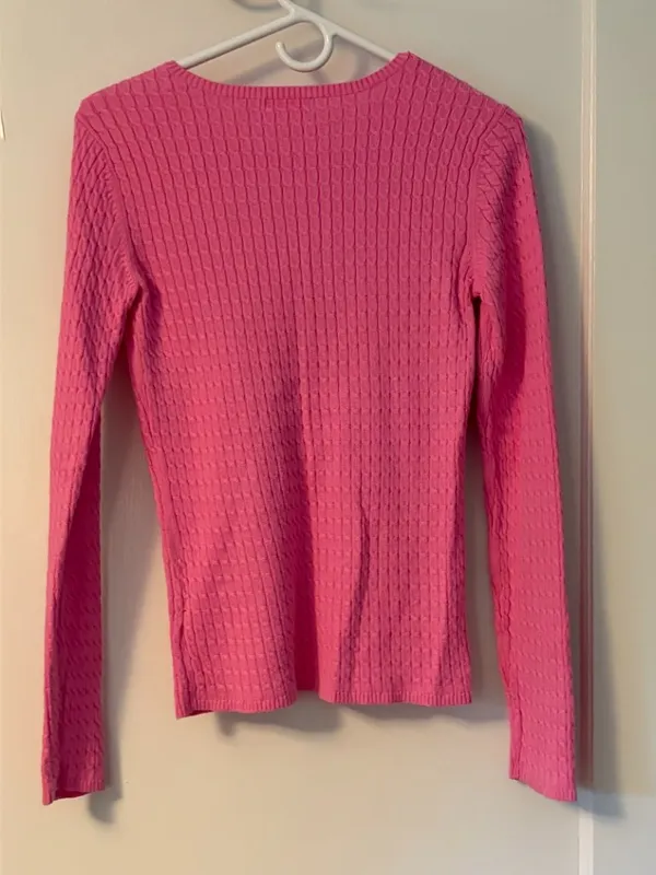 Lilly Pulitzer pink cable knit long sleeve sweater size medium preppy classic - Image 3