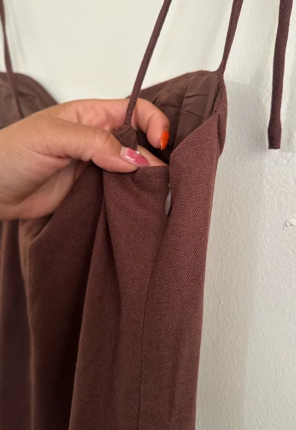 NWOT Peppermayo Giovanna Linen Maxi Dress - Chocolate Drizzle Size S - Image 5