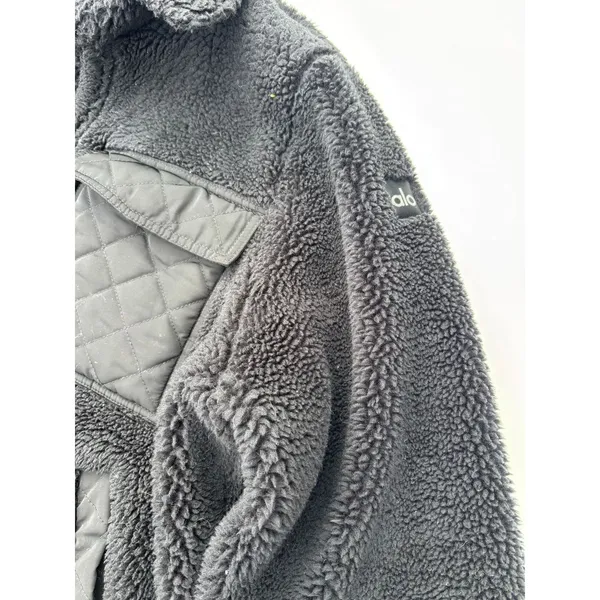 Alo Yoga Black Sherpa Edge Shacket M - Image 6