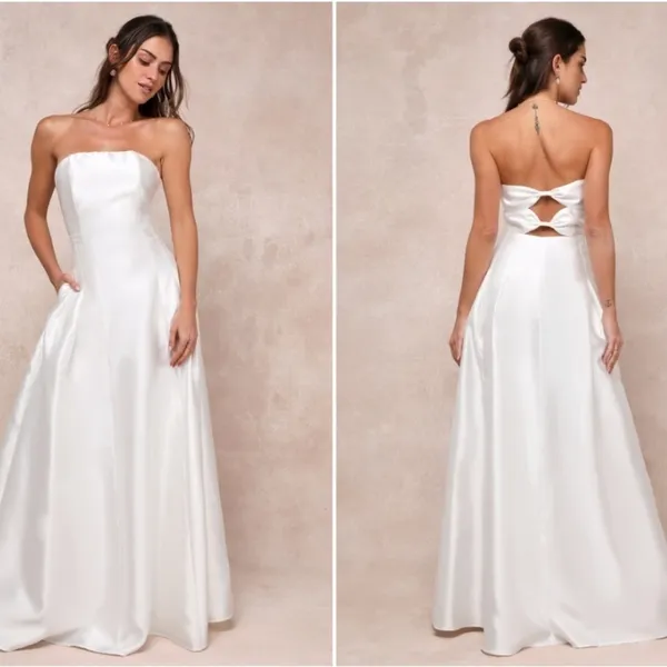 LULUS Bridal Wedding Rehearsal Dinner Reception Bustier Maxi Dress • Large NWOT - Image 2