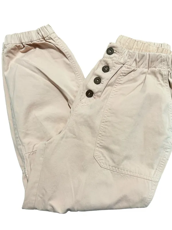 Free People Women’s Size S Blush Pink Cropped Button Front Jogger Pants - Image 4