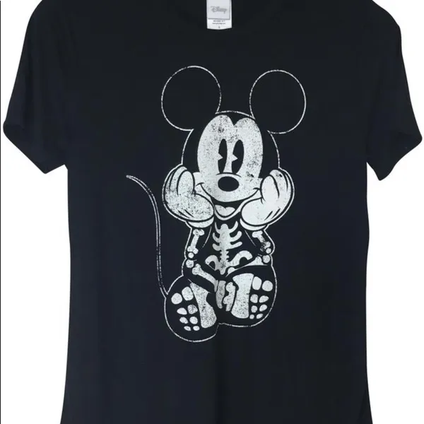 Disney Halloween Time Mickey Mouse Skeleton Graphic Tee Small - Image 2