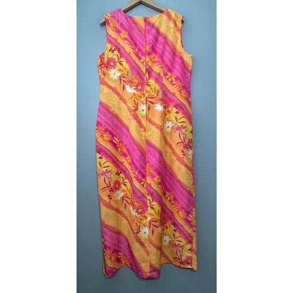 Spago Dress Size 16 Flower Power Bright Dopamine Floral Sleeveless Festival 60s - Image 4