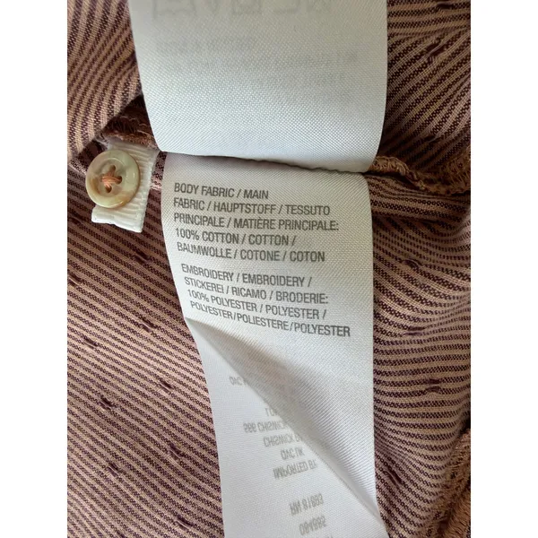 LOGO By Lori Goldstein Embroidered Scallop Hem Blouse Tunic Mauve Cotton‎ Sz Large - Image 7