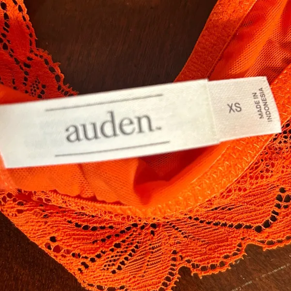 Auden Bralette Womens XS‎ Orange High Apex Adjustable Unlined Lace Racerback NEW - Image 4