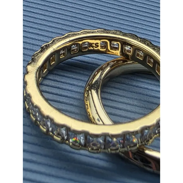 Kendra Scott Ring Set 2 Gold Tone Stacking Rings Size 6 (XS) Metal Clear Stones - Image 6