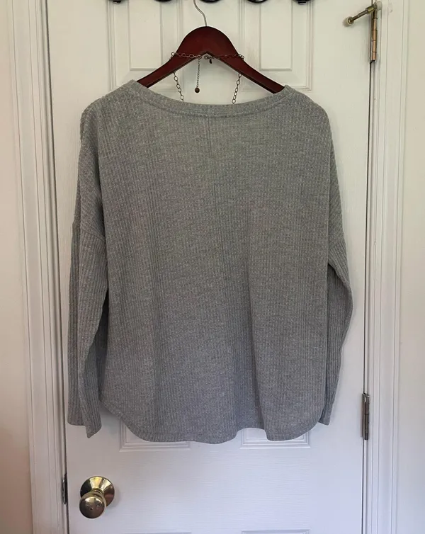 Target Colsie Grey Waffle Knit Button Down Thermal - Image 9
