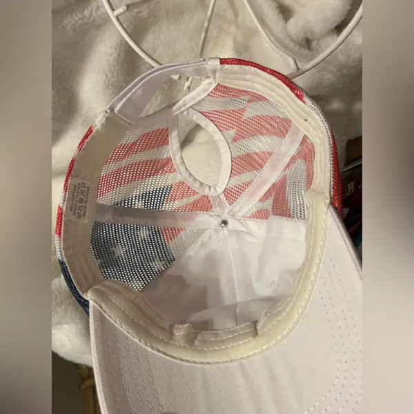 American Flag Mesh Back Trucker Hat Pony Cap. White - Image 6