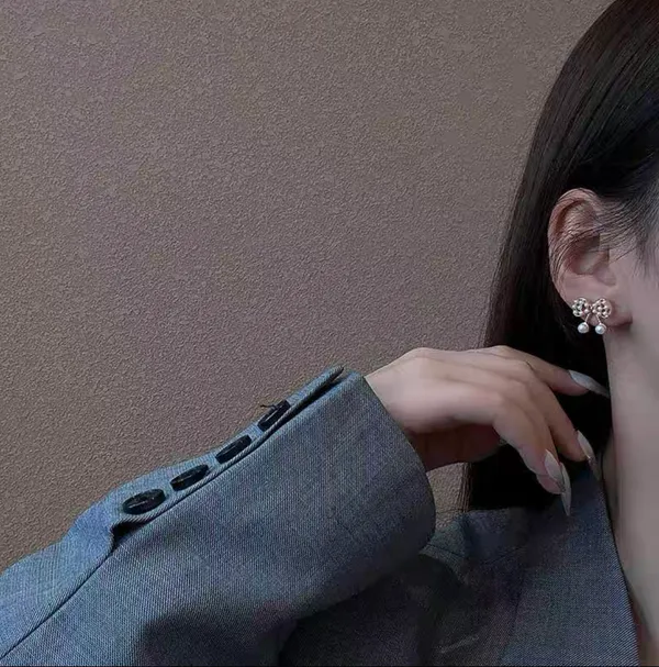 Gold Plated Pearl Earrings - Image 2