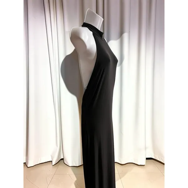 Lulus Flawless Expression Black Mock Neck Halter Maxi Size L - Image 5