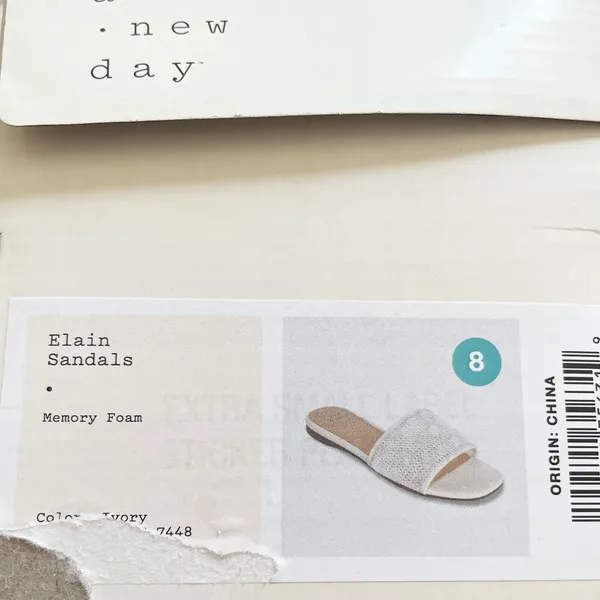 A New Day Elain Ivory Mesh Sequin Slide Sandals Square Toe Memory Foam 8 - Image 8
