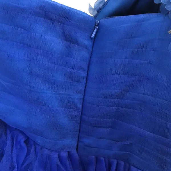 Royal Blue Floral One-Shoulder Homecoming Formal Dress - Image 5