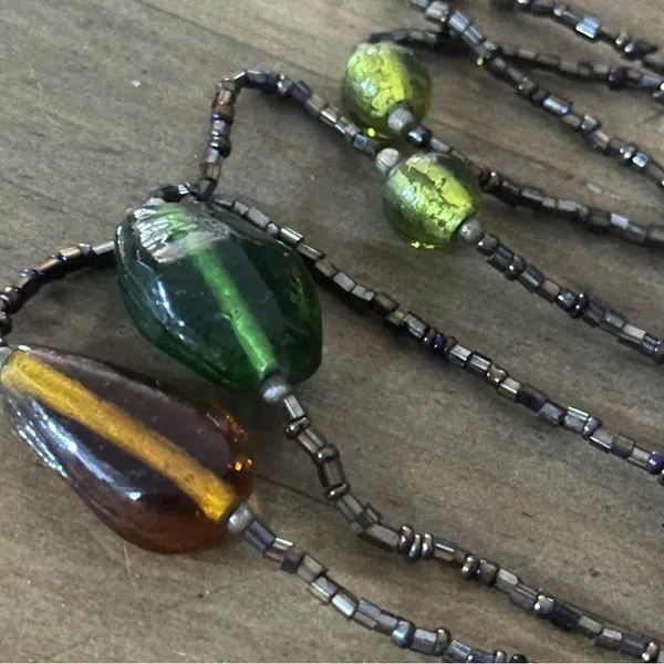 Vintage long glass bead necklace - Image 4