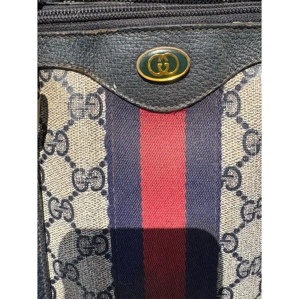 Vintage Gucci Boston Bag‎ Blue/Navy Leather Satchel Handbag - Image 7
