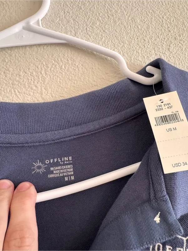 NWT aerie Boxy Cropped Polo Top in Navy - Women - Image 2