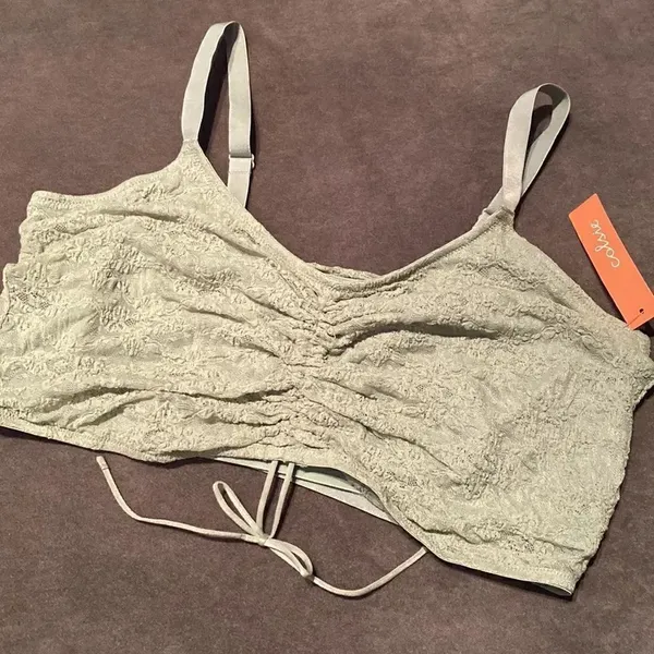 Women’s Colsie Lace Green Bralette Crop Top with Adjustable Straps Size 2X NWT - Image 2