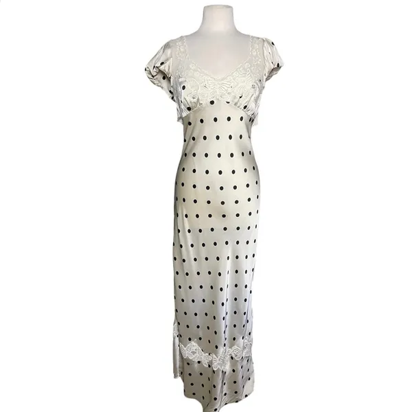 FREE PEOPLE Women’s Butterfly Babe Maxi Satin Polka Dot Slip Dress - Image 4
