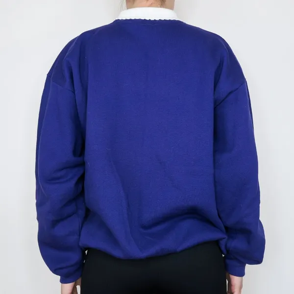 Vintage 90s Purple Floral Gazebo Graphic Collared Sweatshirt - Image 7