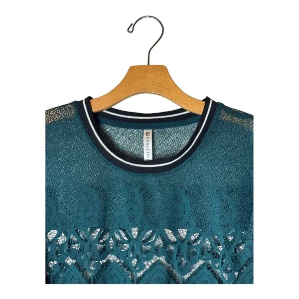 Fabletics Shirt Women Large Green‎ Spruce Sophie Lace Tunic Athleisure Yoga - Image 5
