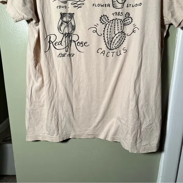 LCM International Unisex Sz Large T-Shirt Botanic Shop Holland Beige Gray Cotton - Image 7