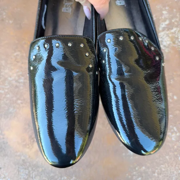 Brash Black patent faux leather loafers with studs sz 8.5 women’s- basically new - Image 3