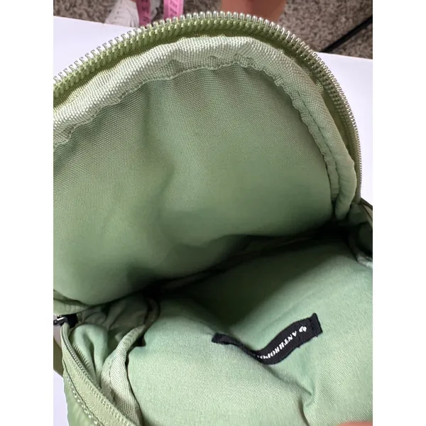 Anthropologie Puffy Nylon Sling Bag Sage Green Quilted Crossbody Backpack - Image 6