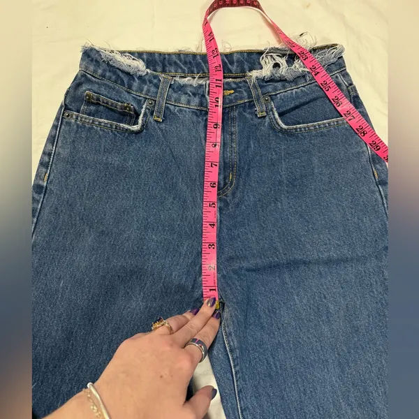 Carmar Frayed Waist High Rise Mom Jeans Size 25 - Image 10