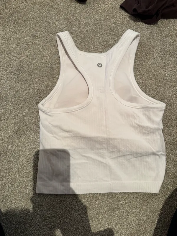 Lululemon Ebb To Street White Crop Tank Rib 4 - Image 2