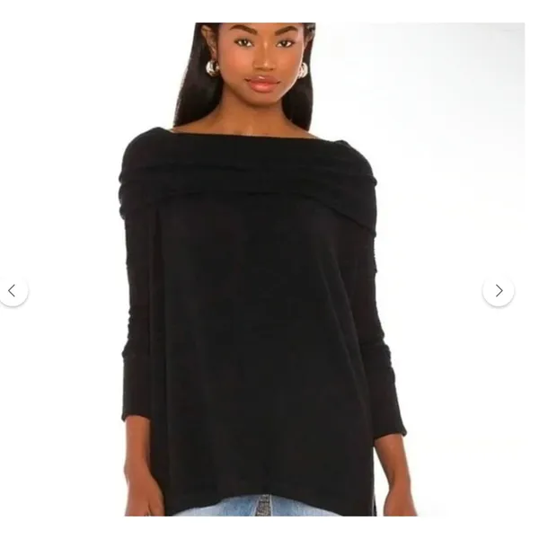 Free People We The Free Juicy Cowl Neck Top Black XS Long Sleeve Draped - Image 3