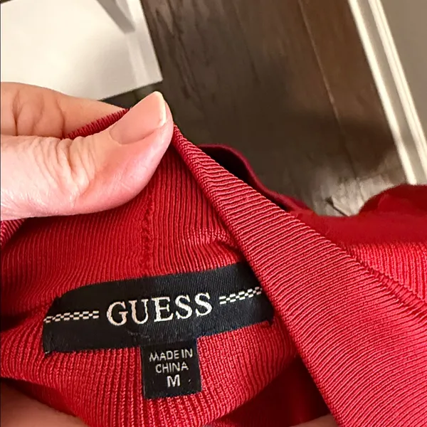 Guess Red Mock Neck Sweater Dress‎ Size M NWT Bodycon Ribbed Knit Chic - Image 5