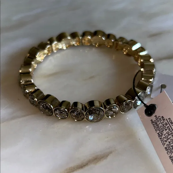 Chico’s Gold-tone Coco Pave Minimalist Stretch Sparkle Bracelet‎ - Image 3