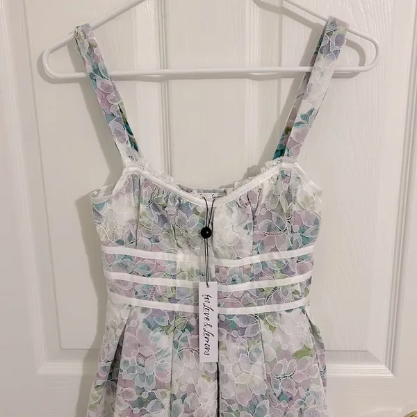 For Love And Lemons Loretta Lace Floral Mini Dress Ivory NWT Size XS - Image 8