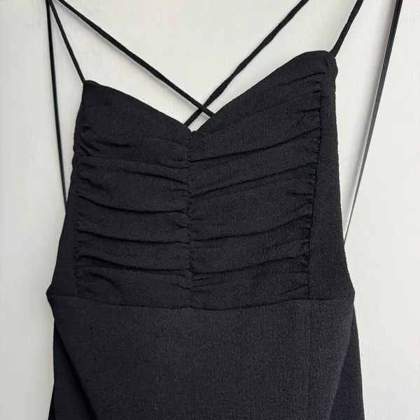NWT ZARA Midi Corset Dress Sz Small Black Open Lace Up Back Side Slit - Image 8