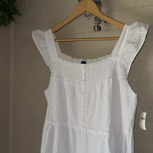 Old Navy White Sleeveless Sundress with Square Neck smocked Large NEW - Image 2