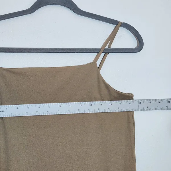 H&M Khaki Fitted Midi Slip Dress Size Small NWT Flaws - Image 5