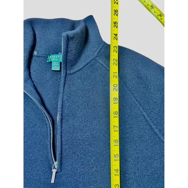 Lauren Ralph Lauren Active Black 100% Merino Wool Quarter Zip Sweater XL Moto - Image 5