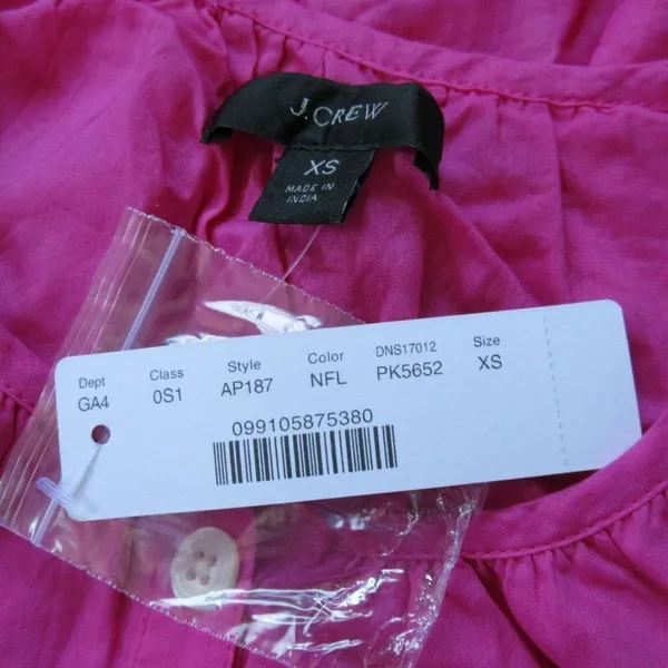 NWT J.Crew Belted Button-up Maxi in Neon Flamingo Pink Tiered Cotton Dress XS - Image 4