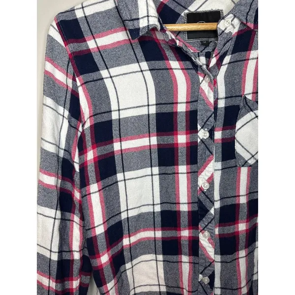 Rails Hunter Plaid Flannel Button Up Shirt Size M Red‎ Navy Patriot/Cranberry - Image 4