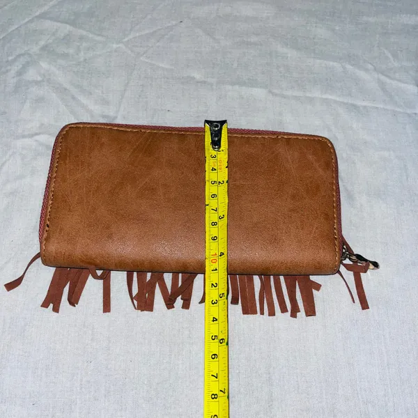 Brown Boho Fringe Wallet - Western Style Clutch Style - Image 4