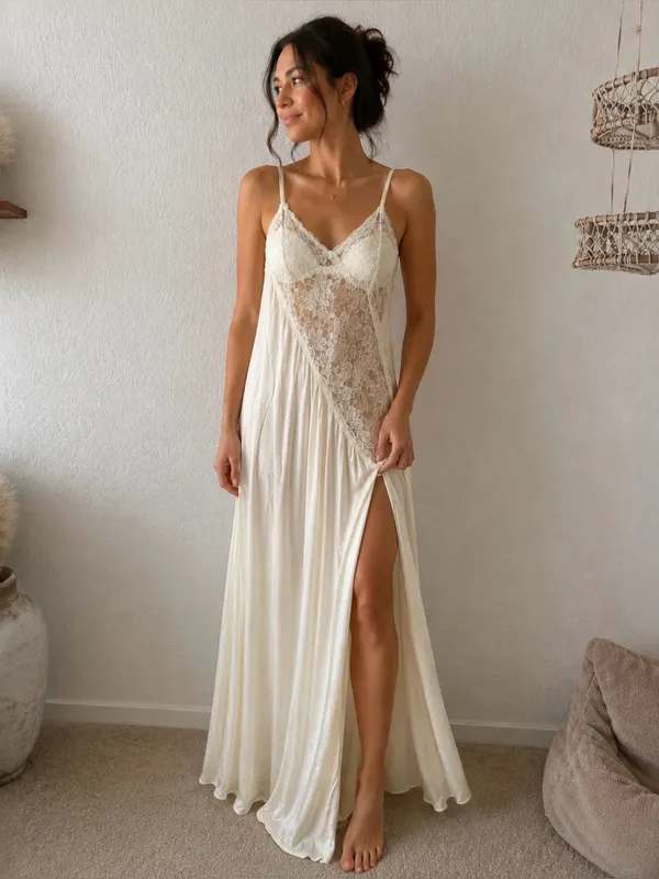 Vintage Val Mode slip dress long maxi lace - Image 7