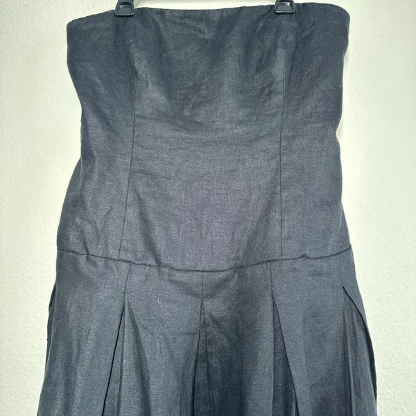 Reformation Isabeli Linen Strapless Mini Dress Black 10 NWT Summer - Image 5