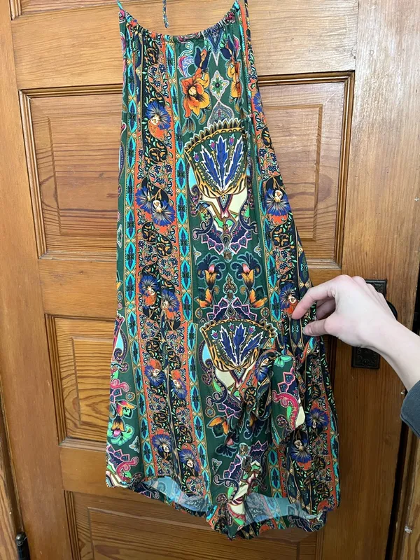 FARM Rio Halter Romper with Multicolor Print and Faux Wrap Skirt - Image 5