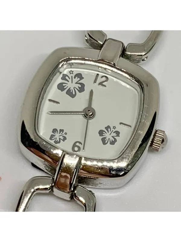 Silver tone floral dial women’s watch 22mm quartz analog links up to 7” running - Image 2